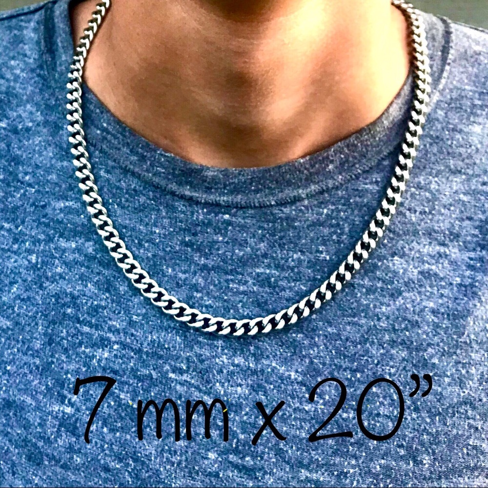 Men’s Necklace Cuban Link 7 mm X 20” Long